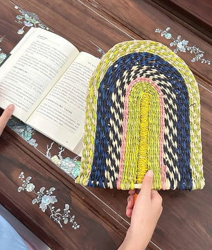 Abanico tejido de algas marinas para decoración de pared, abanico de paja de mano resistente, estilo nórdico, africano, portátil, ideal para fiesta