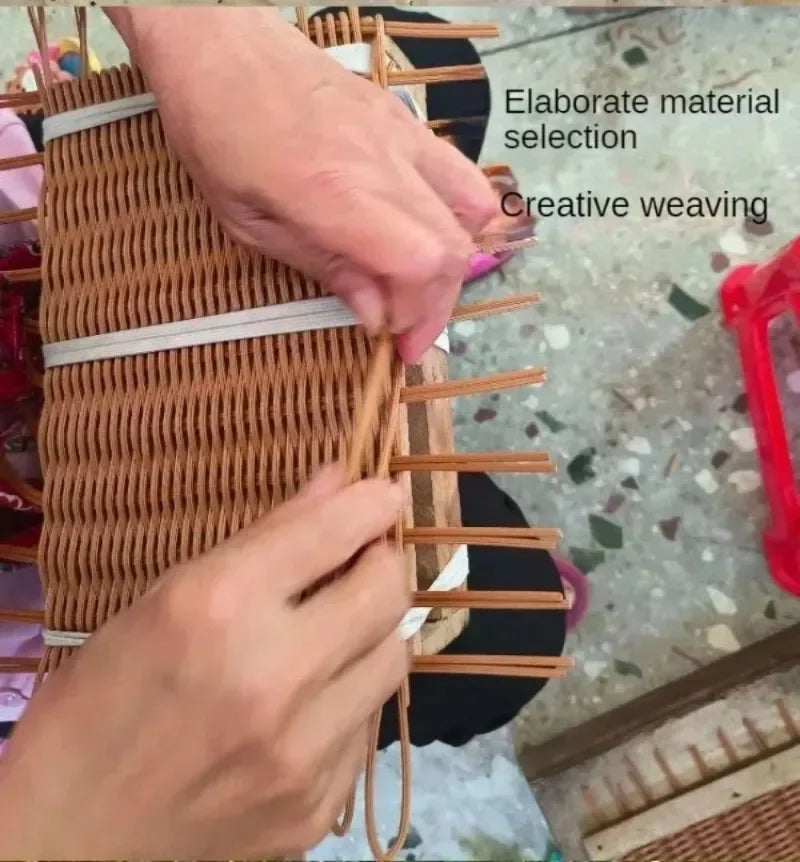 Maleta de mimbre Retro hecha a mano, cesta de almacenamiento de mimbre para Picnic, viaje, Camping, comida, aperitivos, contenedor de equipaje, maleta tejida de paja