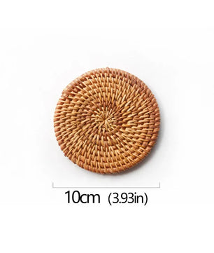 Posavasos e Individuales Marula Coil tejidos de ratán · Set decorativo apilable