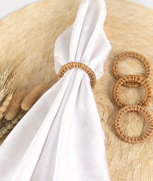 Anillo de servilleta transfronterizo, nueva hebilla de servilleta tejida de madera, anillo de servilleta de ratán creativo, mesa de restaurante de Hotel Amazon