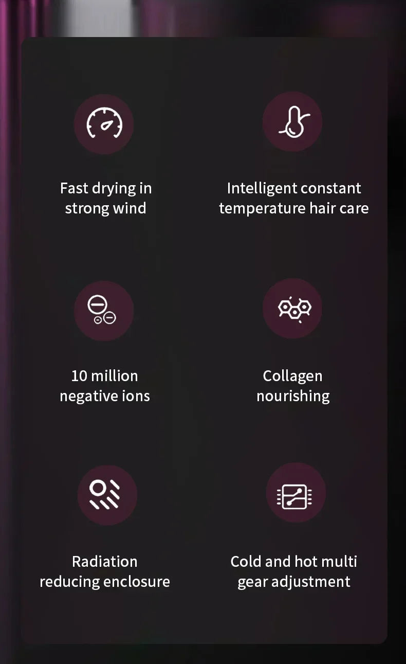 NovaVibe Secador de pelo iónico · Profesional liviano