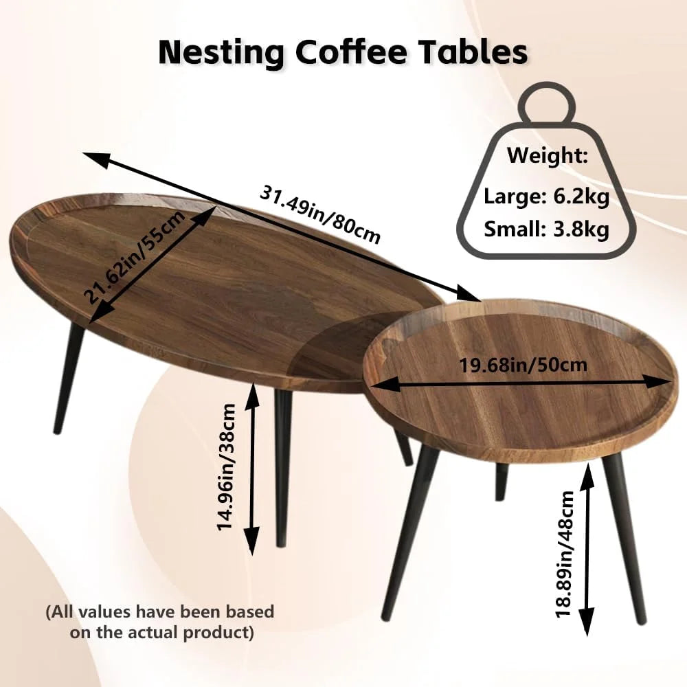 Juego Mesa De Centro Living Vanguardia Madera Nactural