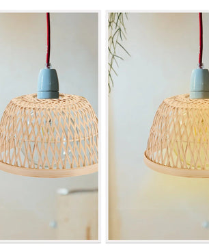 Pantalla de bambú claro para lámpara