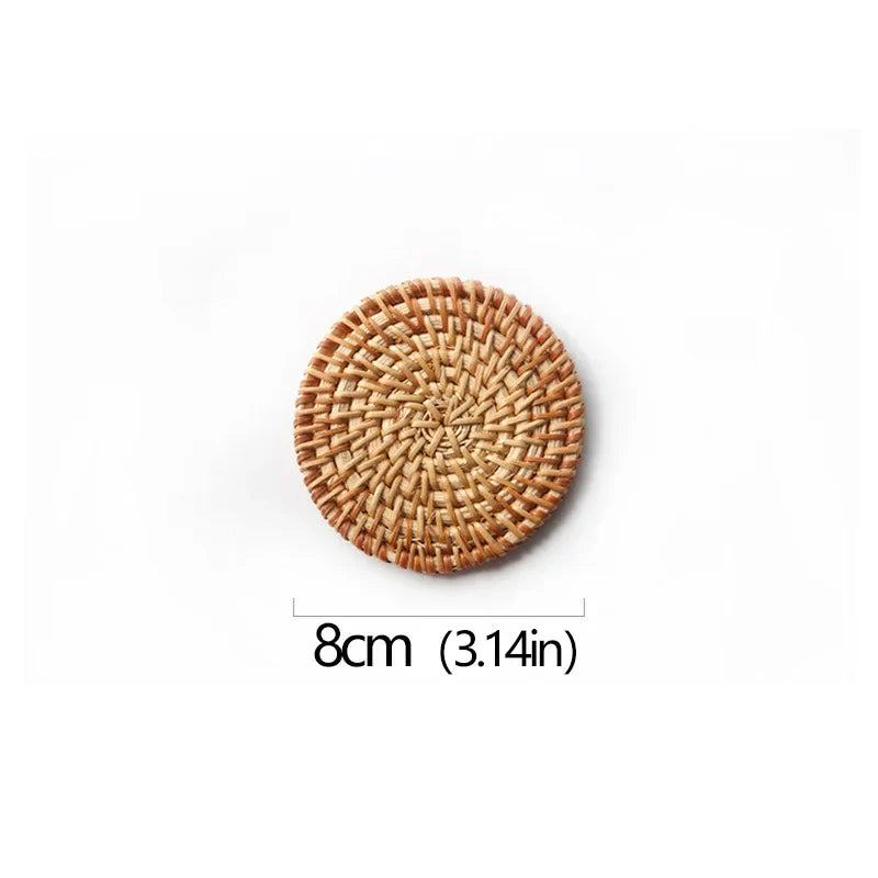 Posavasos e Individuales Marula Coil tejidos de ratán · Set decorativo apilable