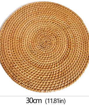 Posavasos e Individuales Marula Coil tejidos de ratán · Set decorativo apilable