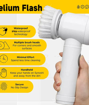Helium Flash Brush Cepillo eléctrico multiuso inalámbrico · 5 cabezales intercambiables