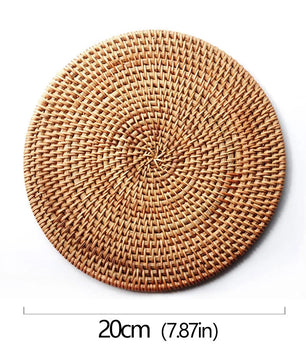 Posavasos e Individuales Marula Coil tejidos de ratán · Set decorativo apilable