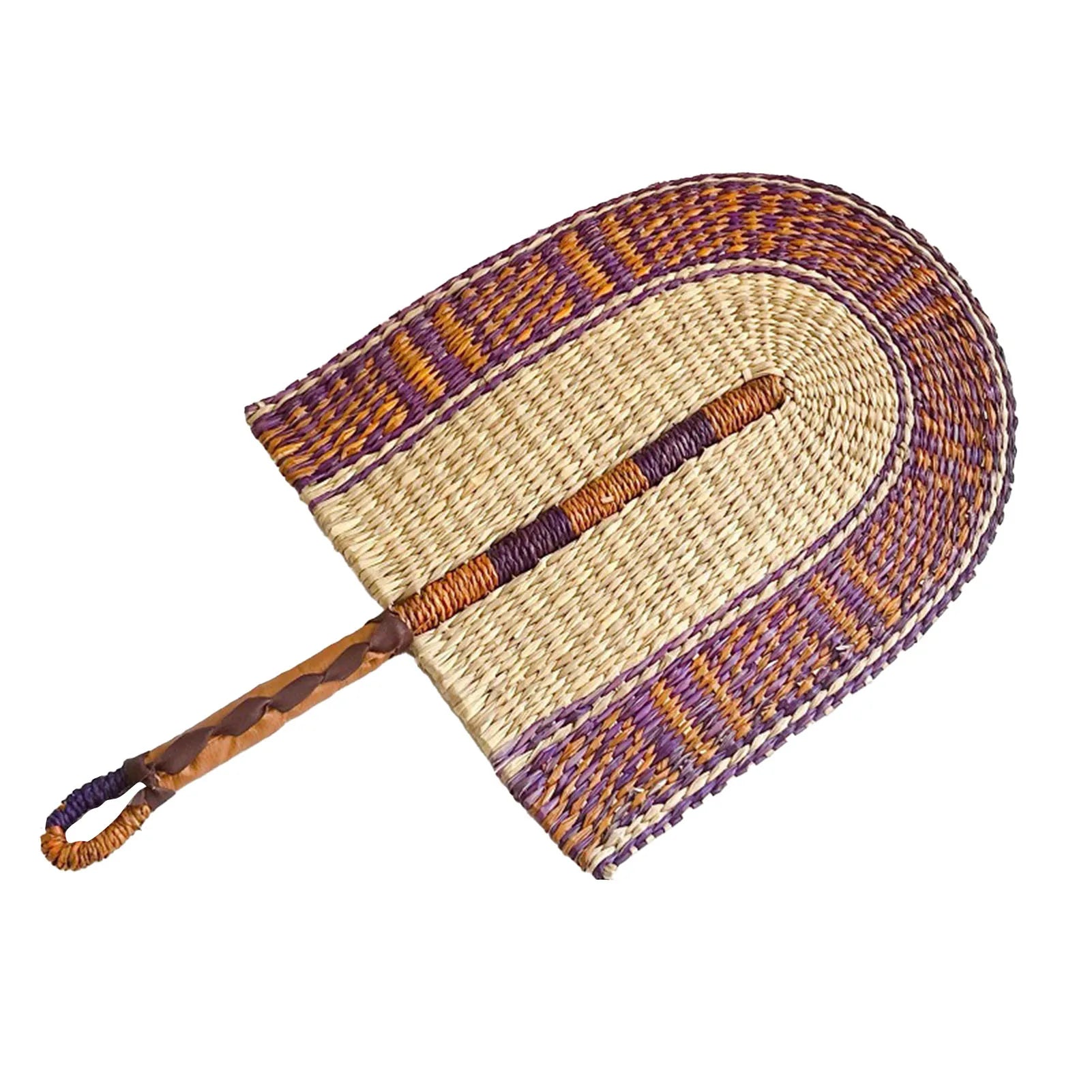 Abanico tejido de algas marinas para decoración de pared, abanico de paja de mano resistente, estilo nórdico, africano, portátil, ideal para fiesta