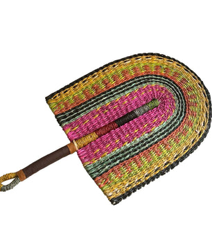 Abanico tejido de algas marinas para decoración de pared, abanico de paja de mano resistente, estilo nórdico, africano, portátil, ideal para fiesta