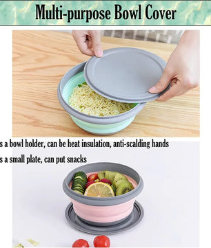 3 unids/set cuenco de Camping plegable de silicona, fiambrera, ensaladera, tapa, contenedor de almacenamiento de alimentos expandible, caja Bento