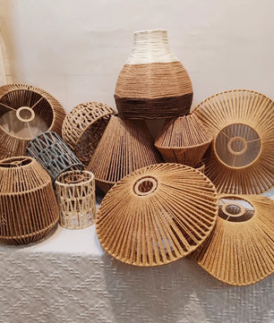 Pantalla de lámpara colgante Canyon Weave Paper Rattan-Style · Vintage rústica