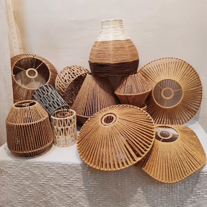 Pantalla de lámpara colgante Canyon Weave Paper Rattan-Style · Vintage rústica