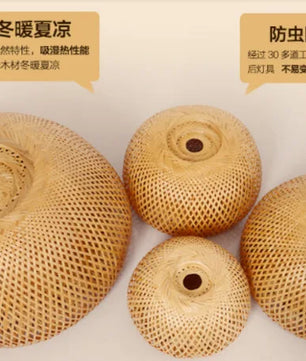 2025 Lámparas colgantes de bambú tejidas a mano estilo chino lámparas colgantes tejidas 26 cm restaurante decoración del hogar accesorios de iluminación caliente