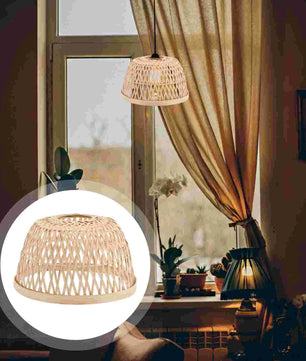 Pantalla de bambú claro para lámpara