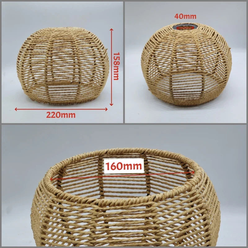 Pantalla de lámpara colgante Canyon Weave Paper Rattan-Style · Vintage rústica