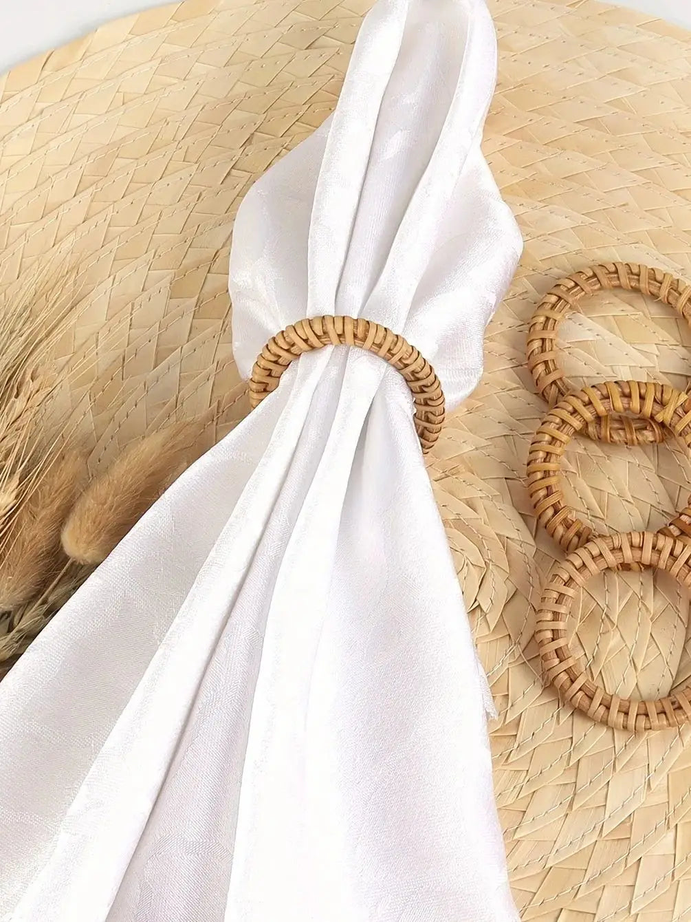 Anillo de servilleta transfronterizo, nueva hebilla de servilleta tejida de madera, anillo de servilleta de ratán creativo, mesa de restaurante de Hotel Amazon